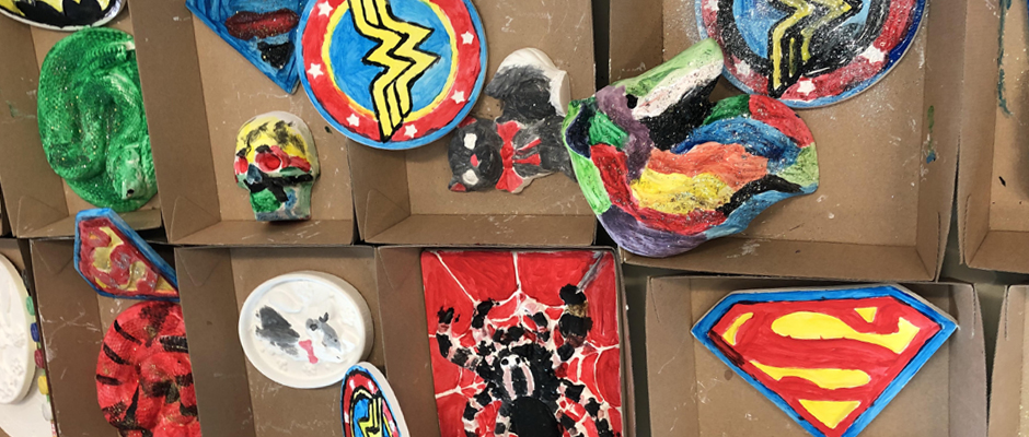 Super hero plaster painting at Little plaster hosue